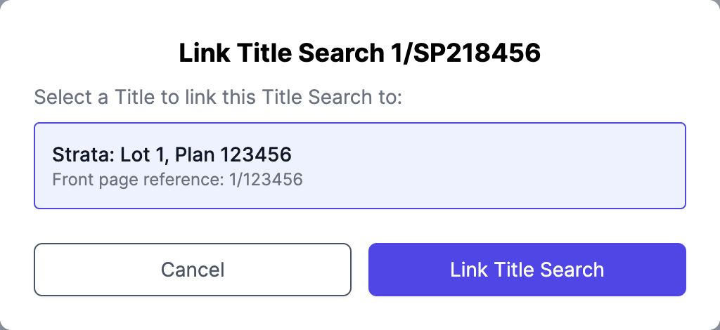 The Link to Title dialog