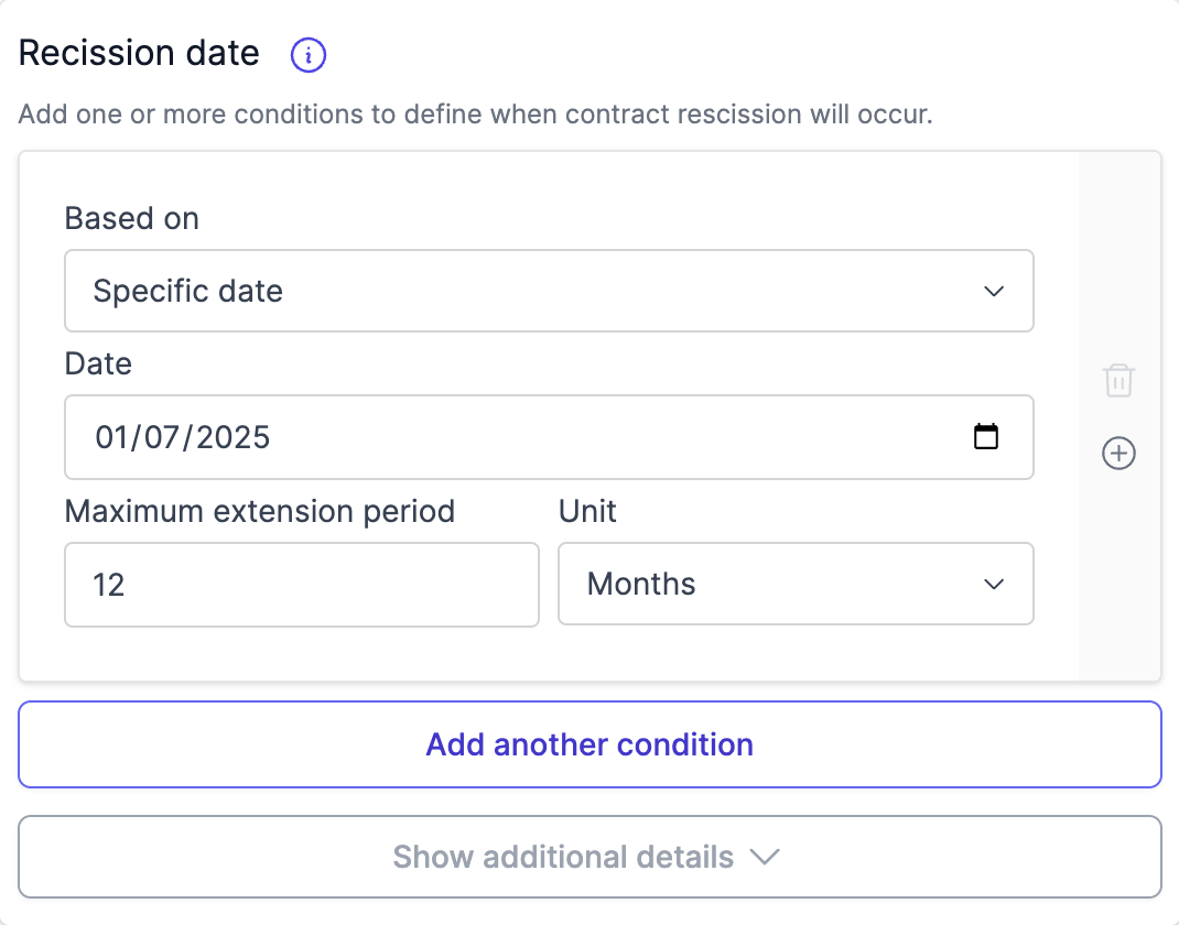 A condition with a Maximum extension period set