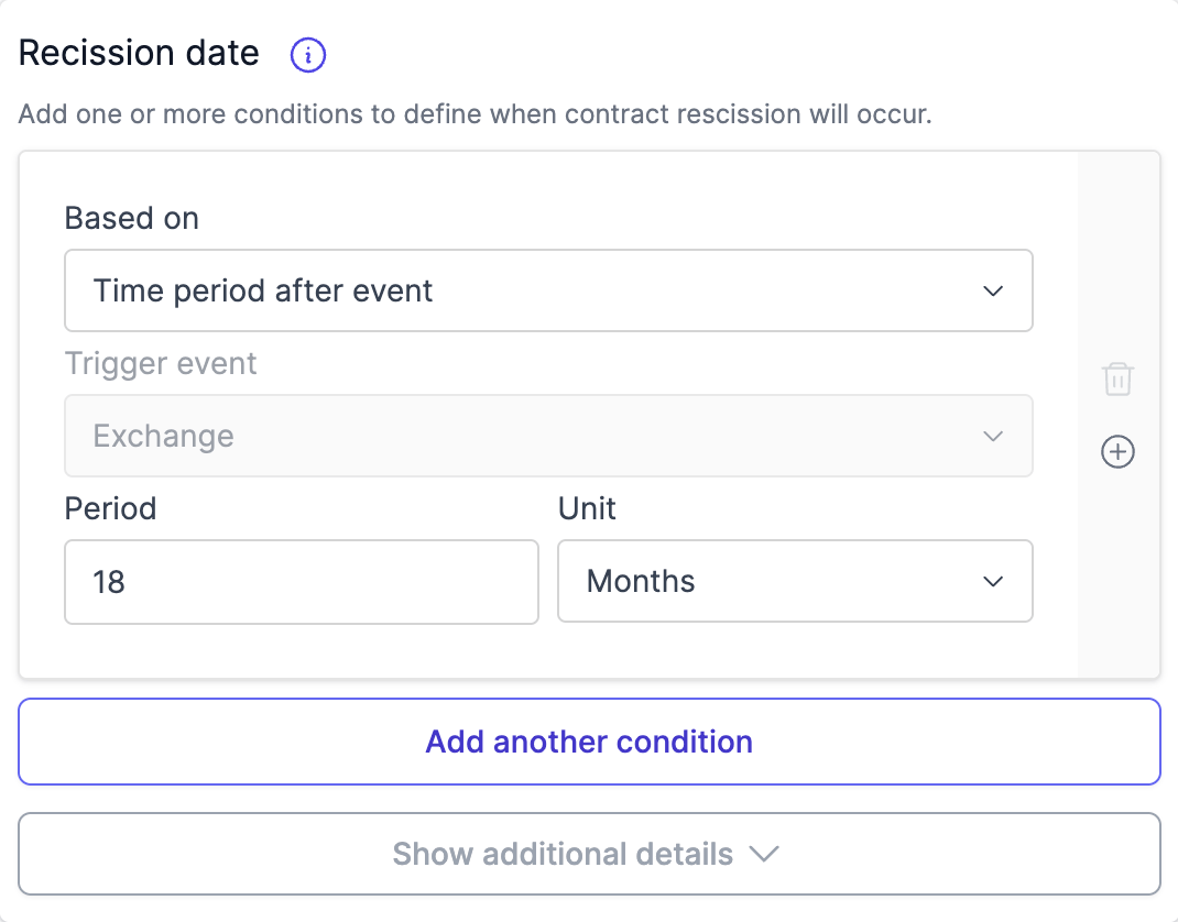 The Contract Rescission Date field on the Exchange tab