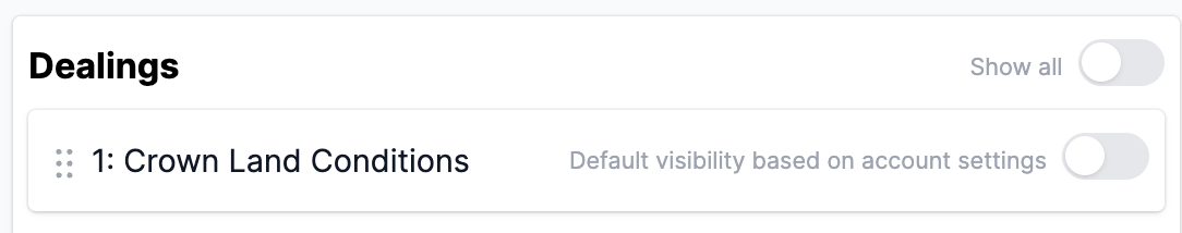 The Show all / Hide all toggle on a title search