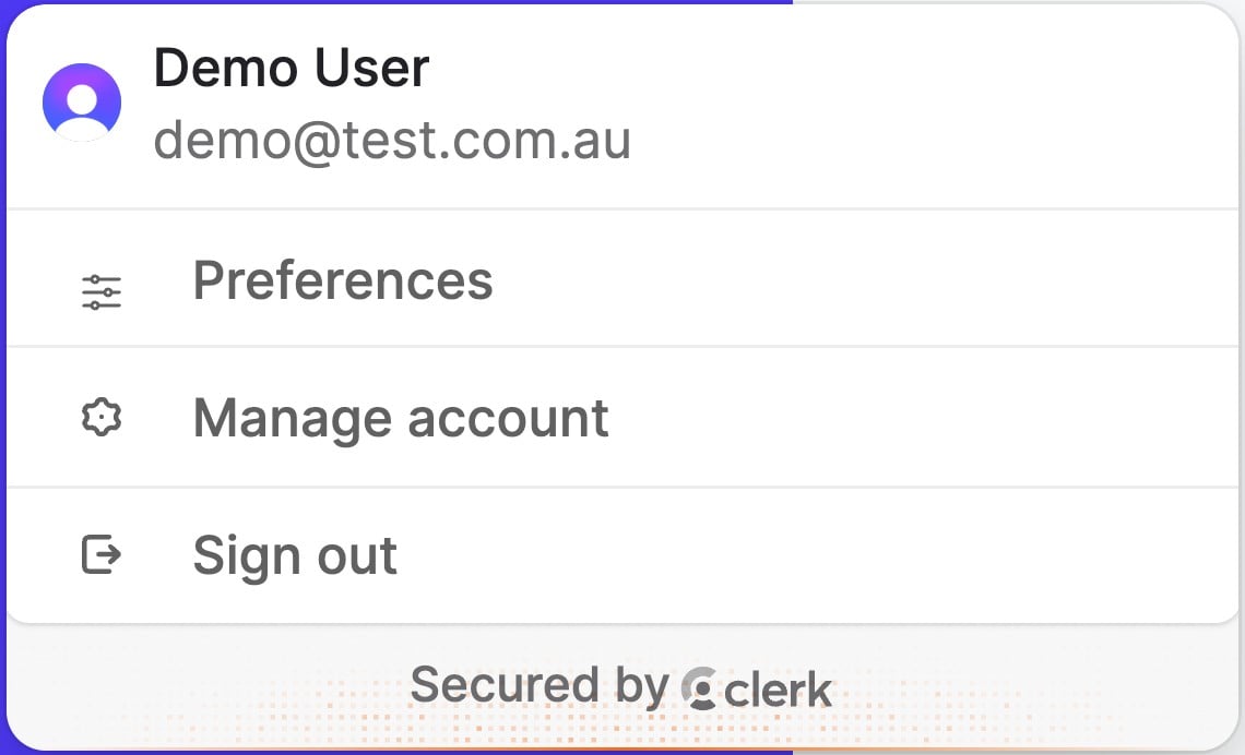 The profile menu with Preferences above Manage account