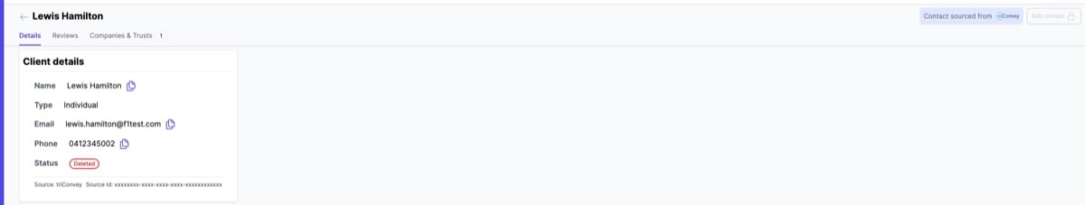 Delete contacts have a deleted badge