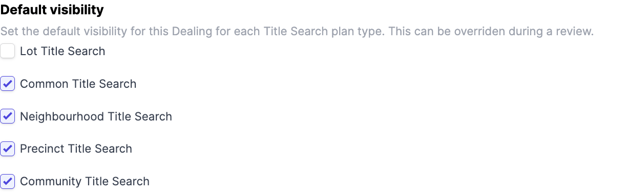 A dealing where a property type is omitted because the dealing doesn't apply