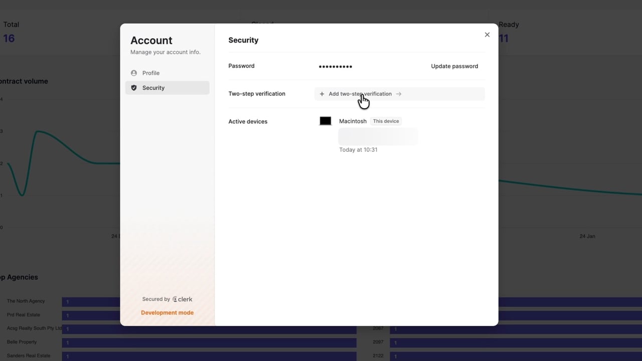 The Security tab with Two-step verification