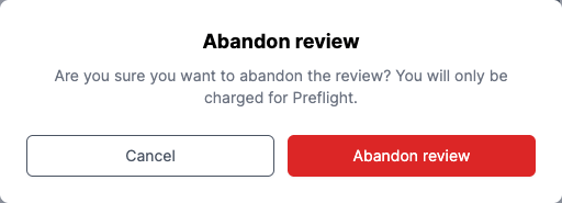 Abandon review confirmation modal