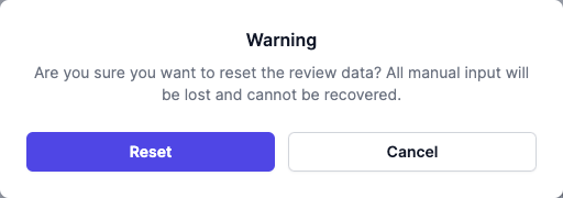 The Warning confirmation modal