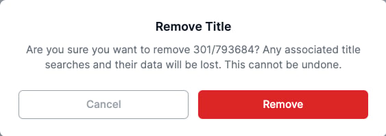 Confirming title deletion