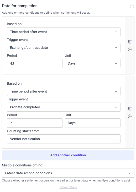 The Date for Completion field on the Exchange tab