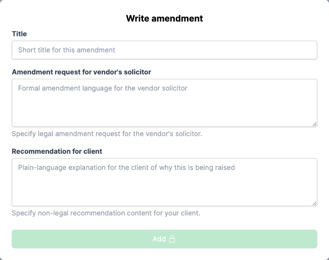 The custom amendment form