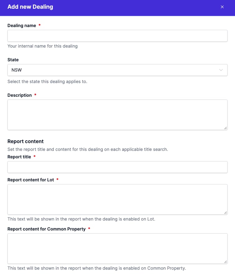 The custom dealing form