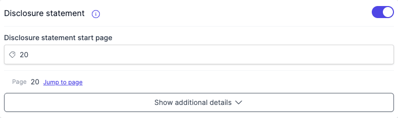 The General tab showing the Disclosure statement and Schedule of finishes fields