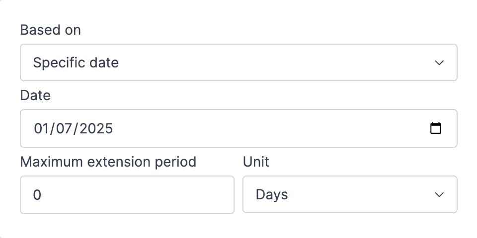 The Specific date configuration