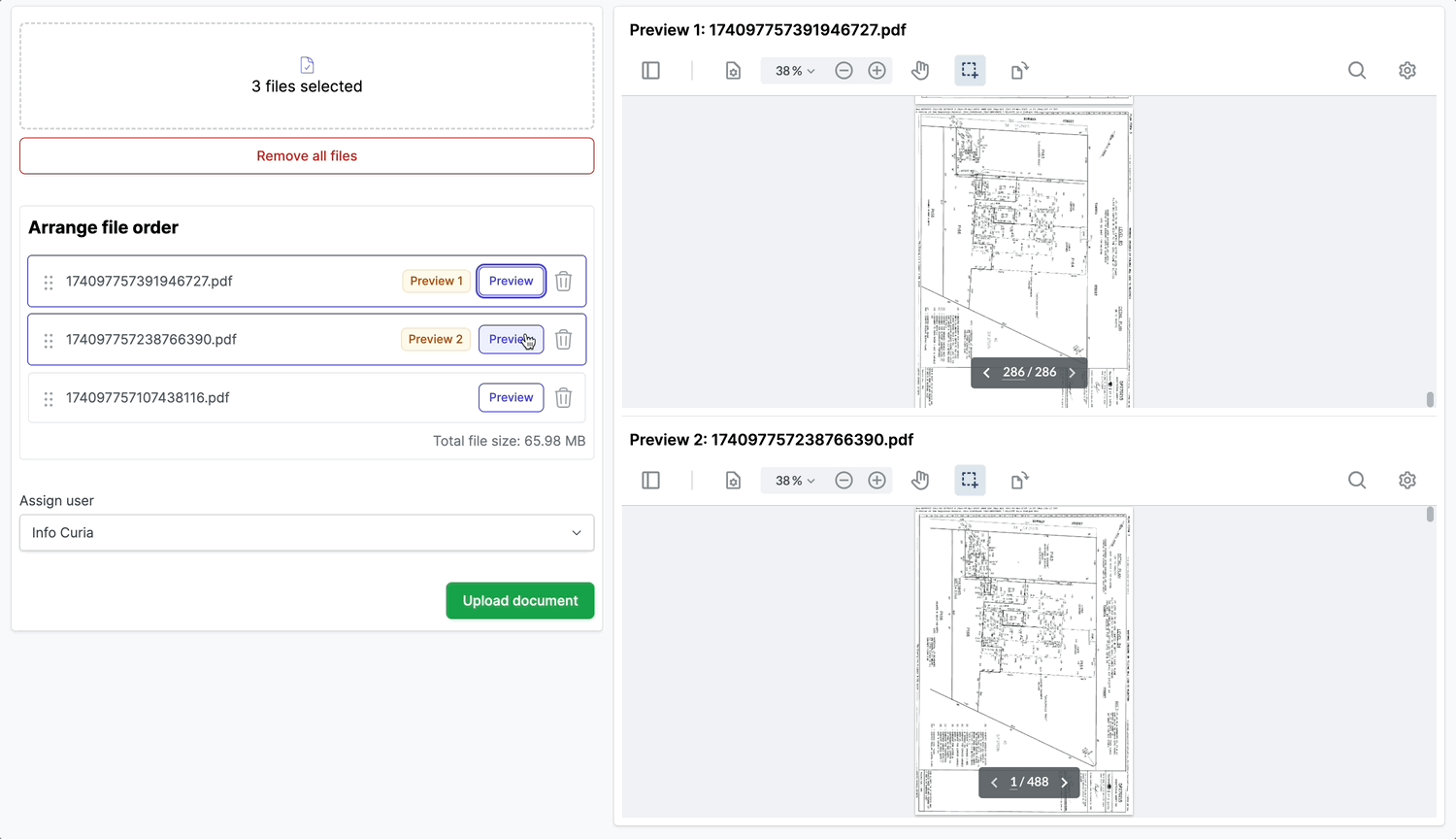 Dual preview pane showing the join between two files