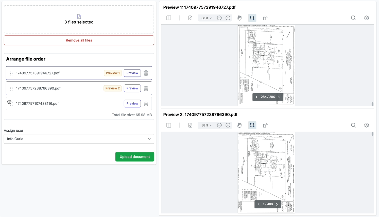 Reordering files with the drag handle in multi-file mode