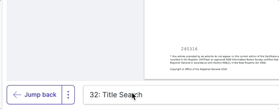 The Jump back button next to the dropdown