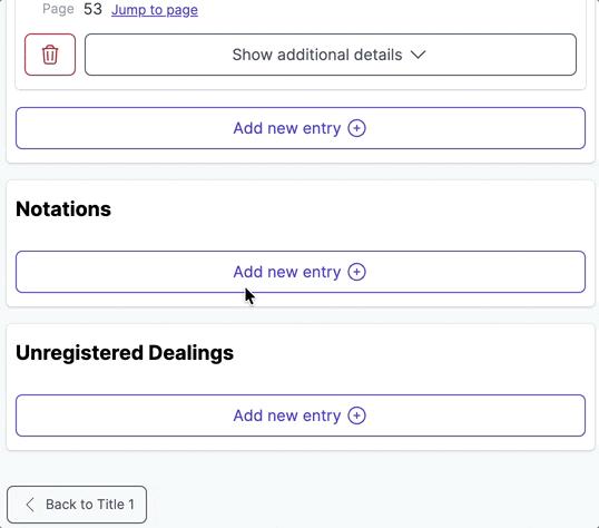 The Notations section on a title search